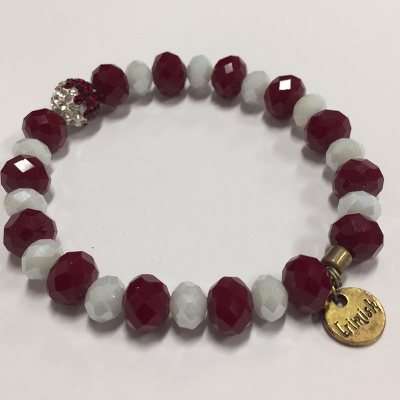 Erimish maroon and white stretch bracelet - Picture 1 of 3